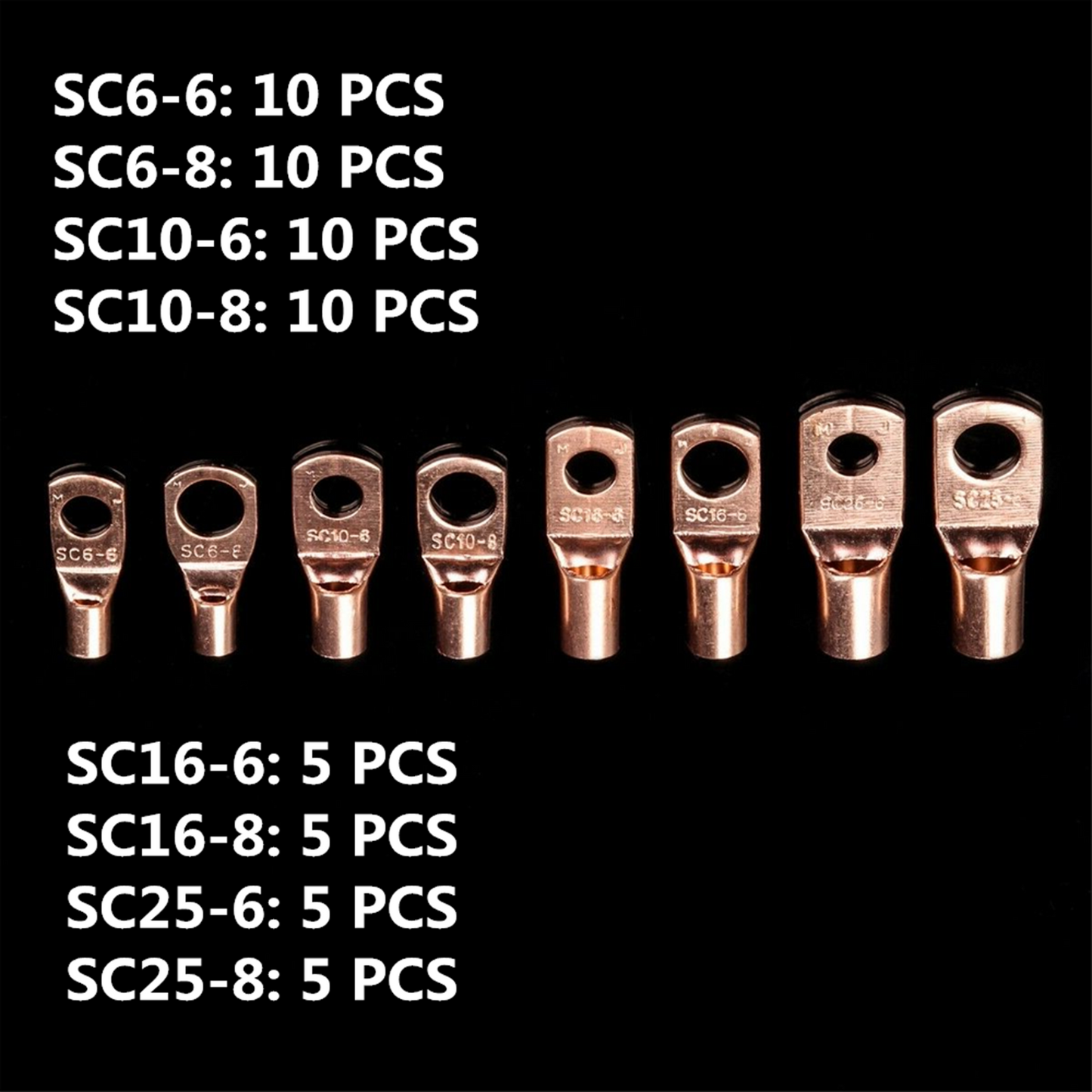 140pcs Copper Wire Lugs Assortment Kit for Battery Cable Ends and Terminal Connectors