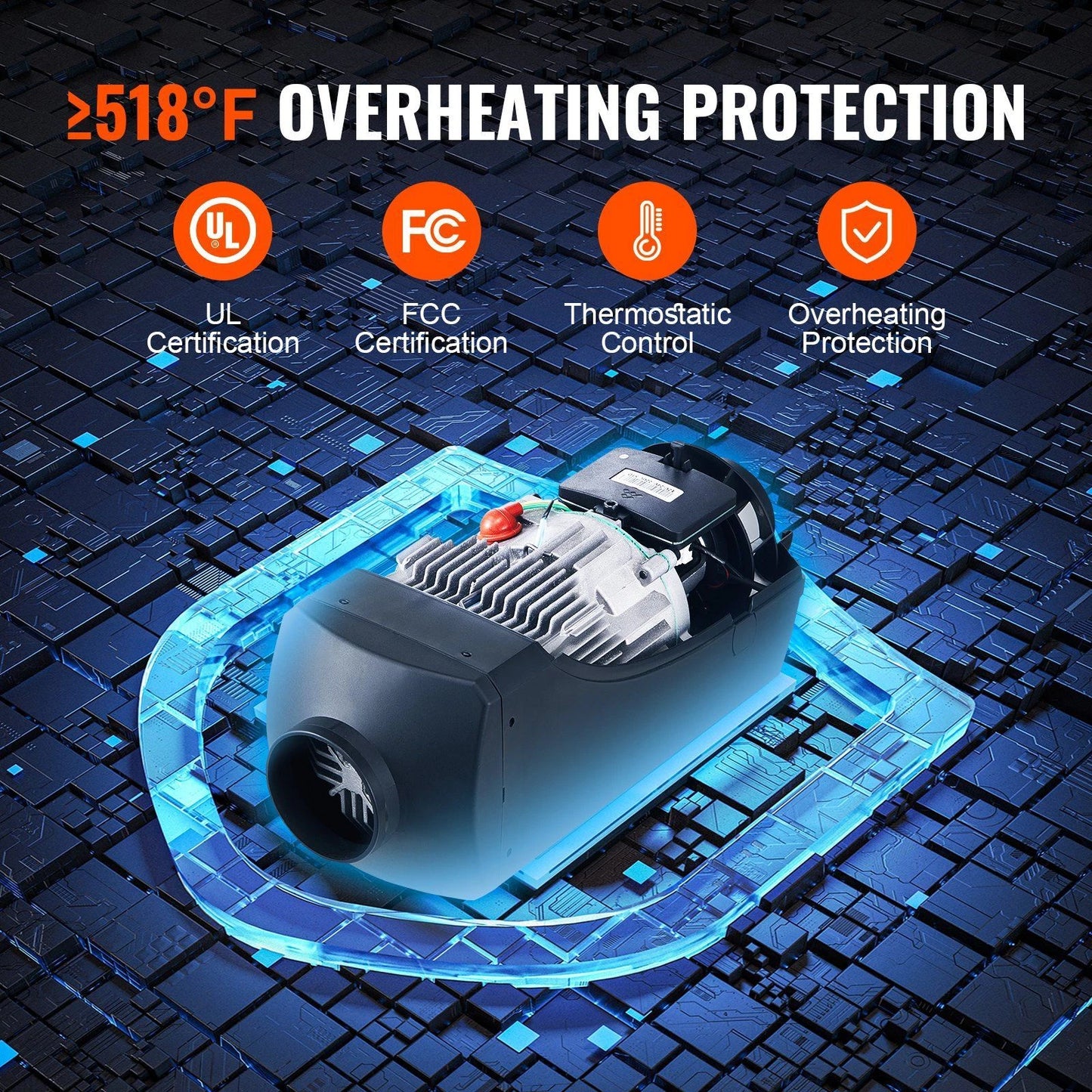 5KW 12V Diesel Air Heater with LCD & Remote – 15L Tank for Car, RV, Truck, Boat, Trailer