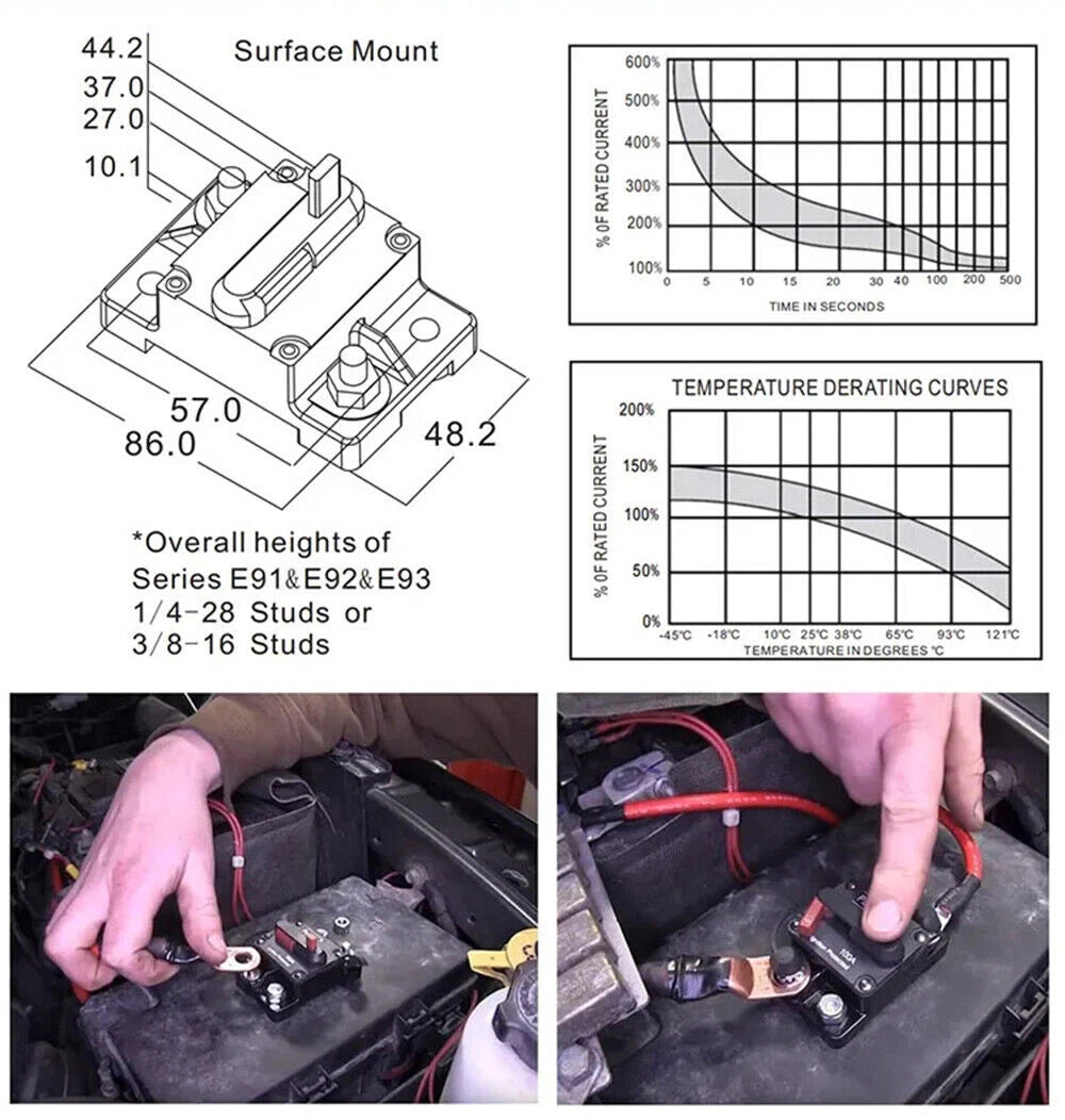 300A Marine-Grade Circuit Breaker | Manual Reset Switch for RV, Boat, Truck, Audio