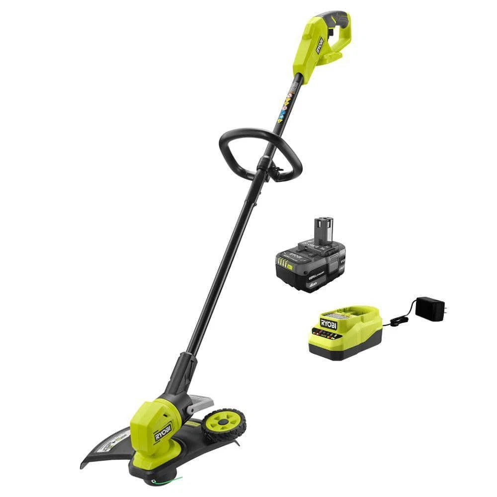 RYOBI 18V ONE+ String Trimmer with 4.0Ah Battery and Charger
