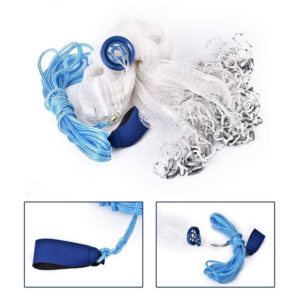 Fishing Cast Net - Easy Throw Hand Cast - Strong Nylon Mesh
