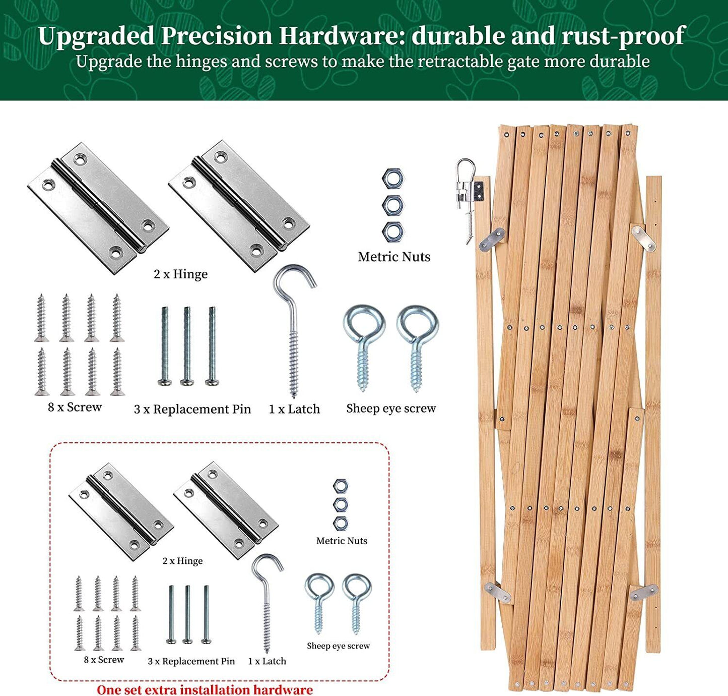 Bamboo Accordion Safety Gate for Children and Pets