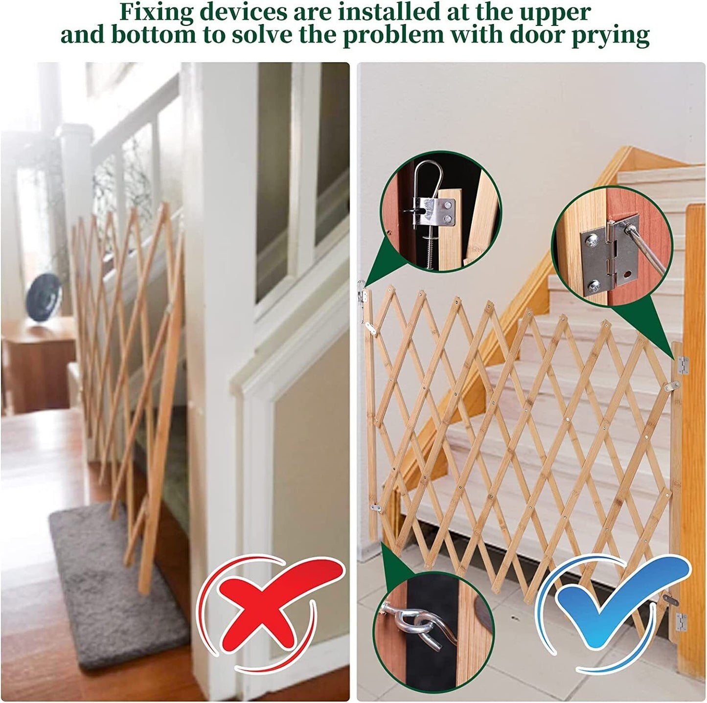 Bamboo Accordion Safety Gate for Children and Pets
