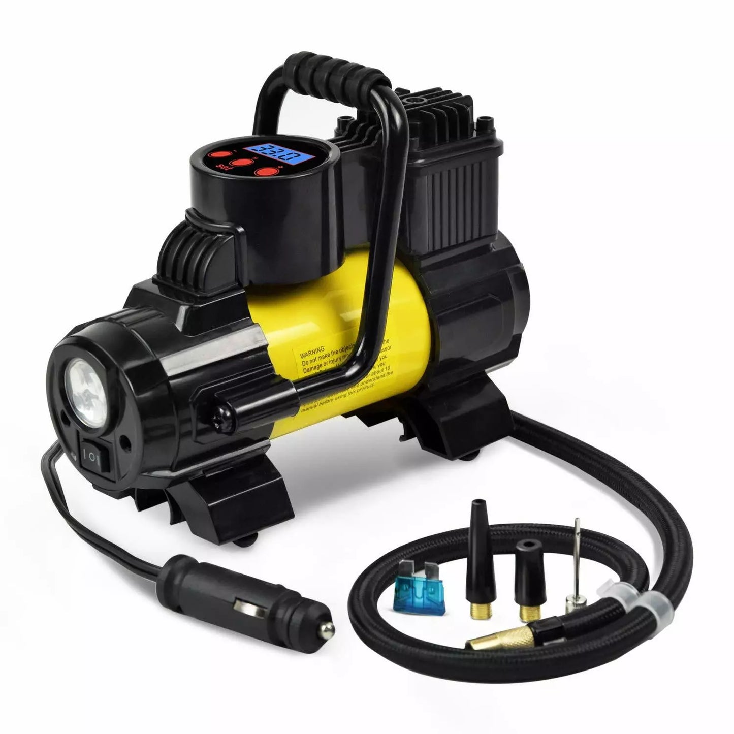 Portable Digital Tire Inflator – 150 PSI Air Compressor with Auto Shut-Off, LED Light & Carry Bag