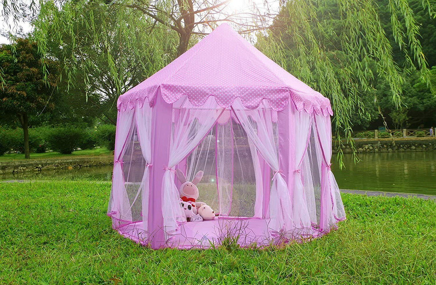 Princess Indoor Play Tent for Kids with Star Lights