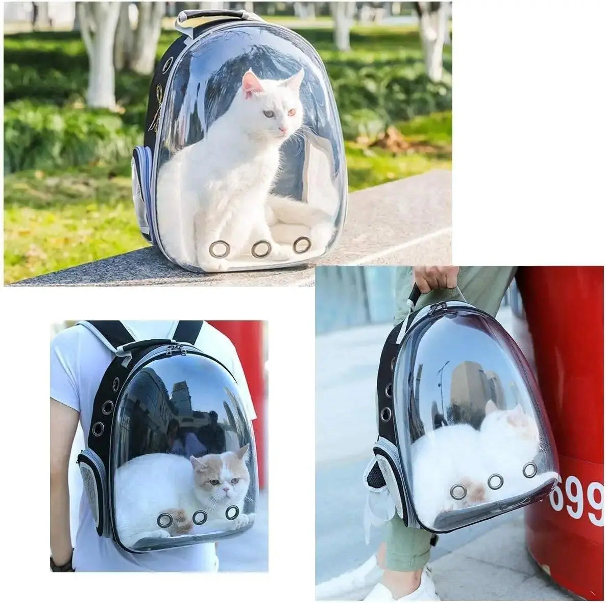 Pet Space Capsule Backpack: Transparent Travel Carrier for Dogs and Cats