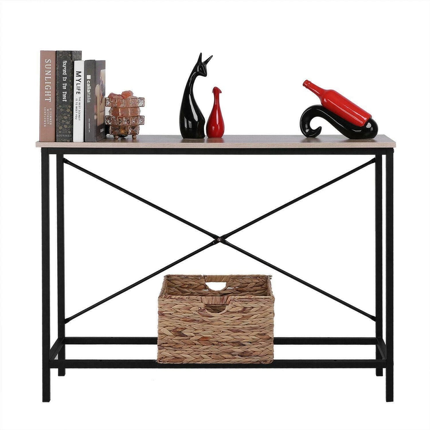 Modern Entryway Console Table – Oak Finish Accent Desk for Hallway, Sofa, or Living Room