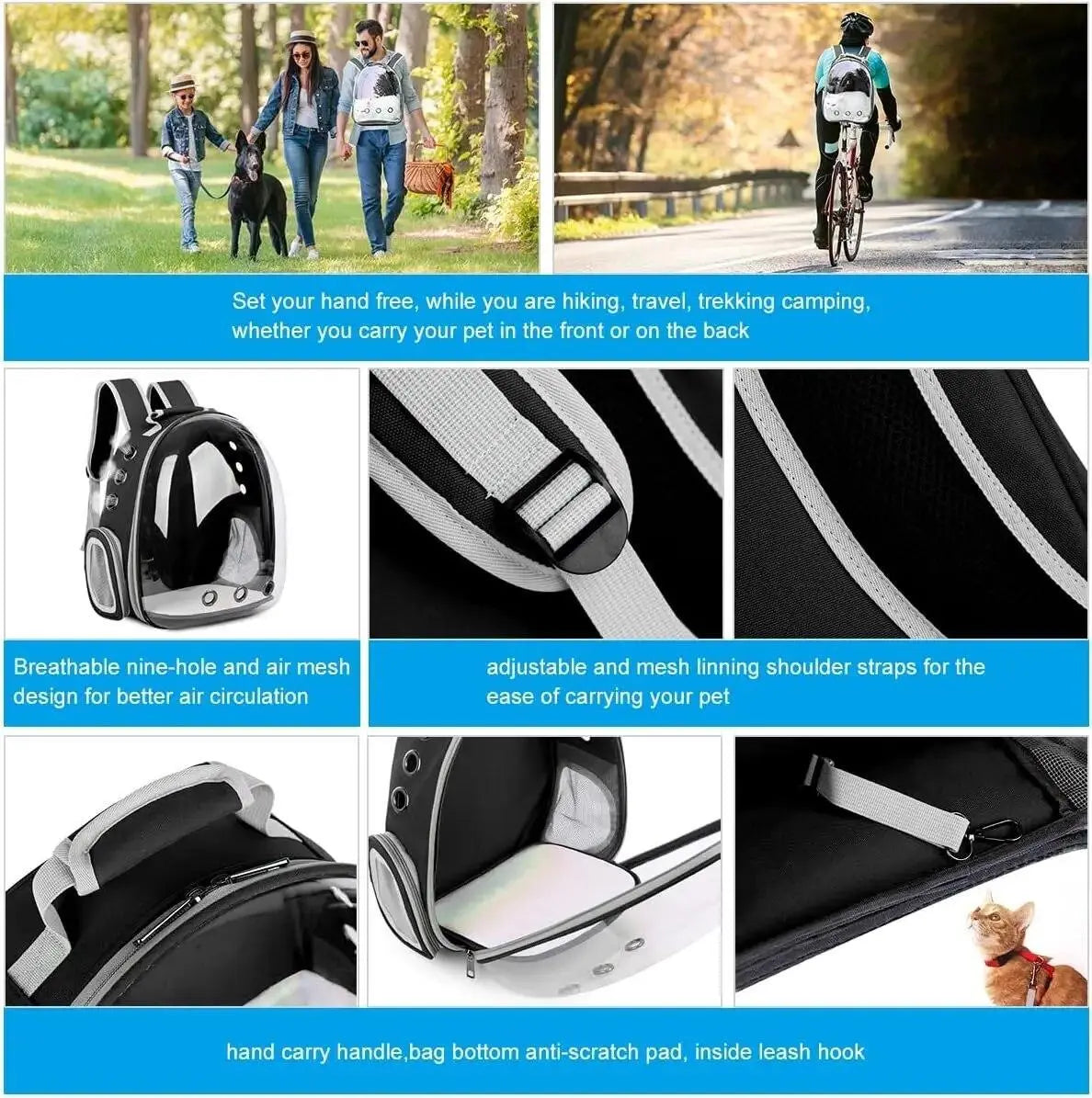 Pet Space Capsule Backpack: Transparent Travel Carrier for Dogs and Cats