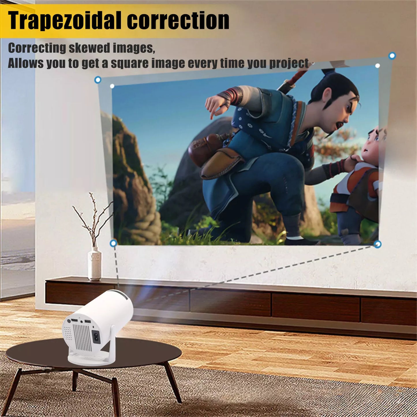 4K Mini Projector – 10000 Lumen LED, 1080P Support, WiFi & Bluetooth, Portable Home Theater