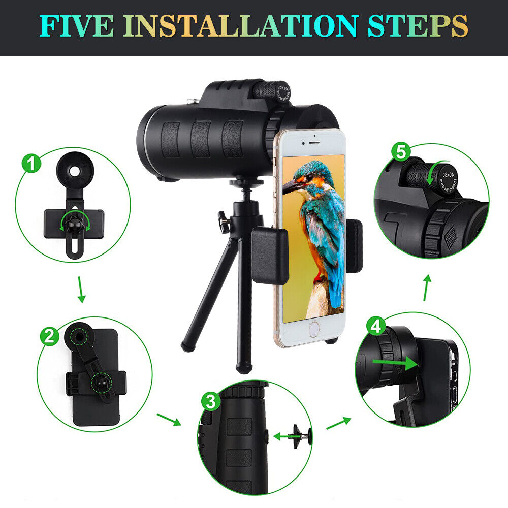 Smartphone Telescope Lens Monocular Optical HD+ Tripod + Clip