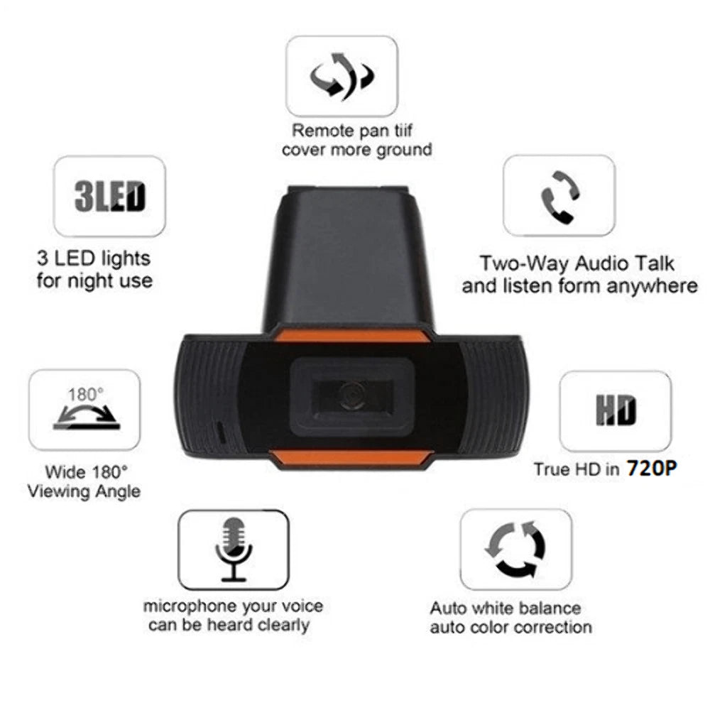 HD 720P USB Webcam with Microphone – Plug & Play Web Camera for Video Calls, Streaming, and Gaming