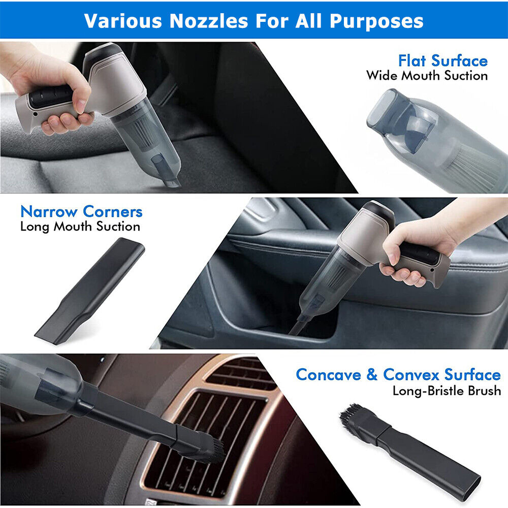 Electric Cordless Car Vacuum Cleaner: Handheld Air Blower Duster for Dry and Wet Messes, Portable