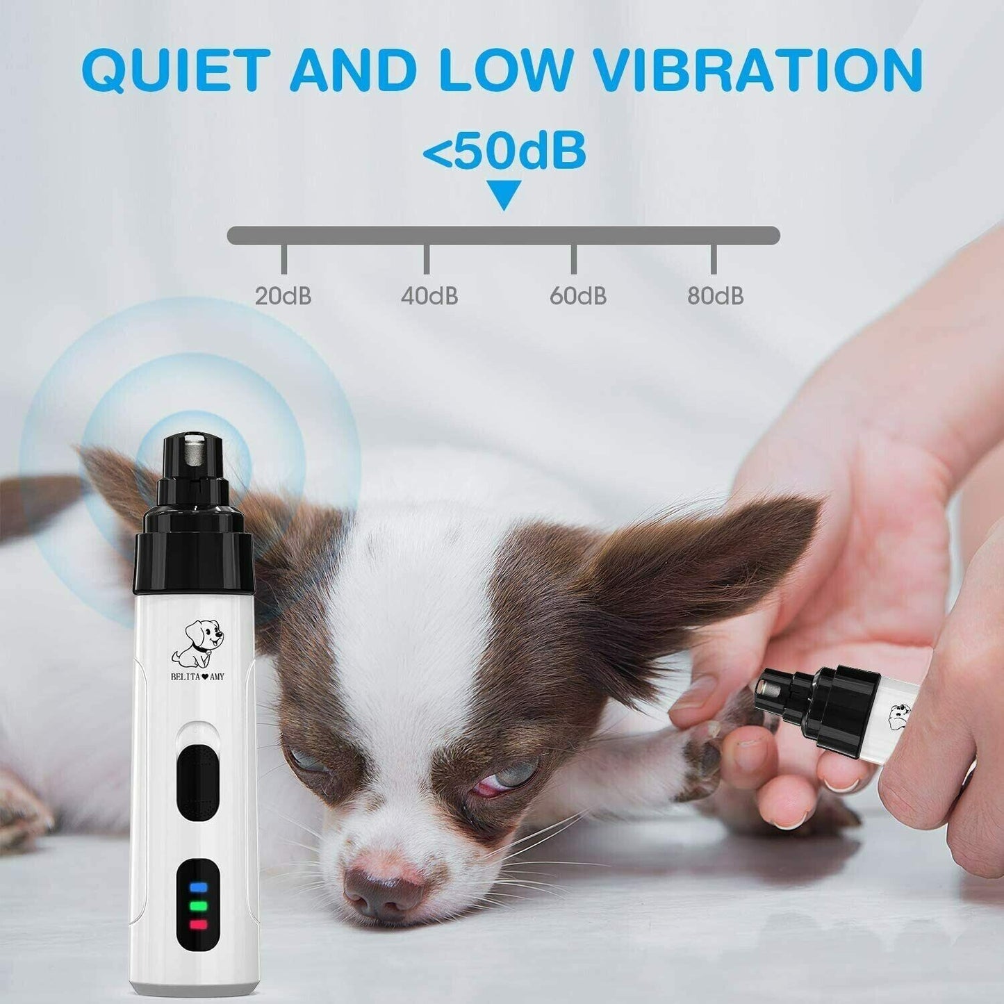 Pet Dog Cat Toe Nail Grinder: Electric File Clippers Grooming Trimmer Tools Included
