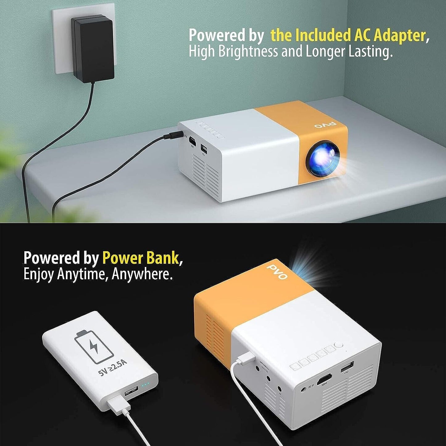 Mini Portable Projector 1080P LED Pico Video Projector for Home Theater Movie