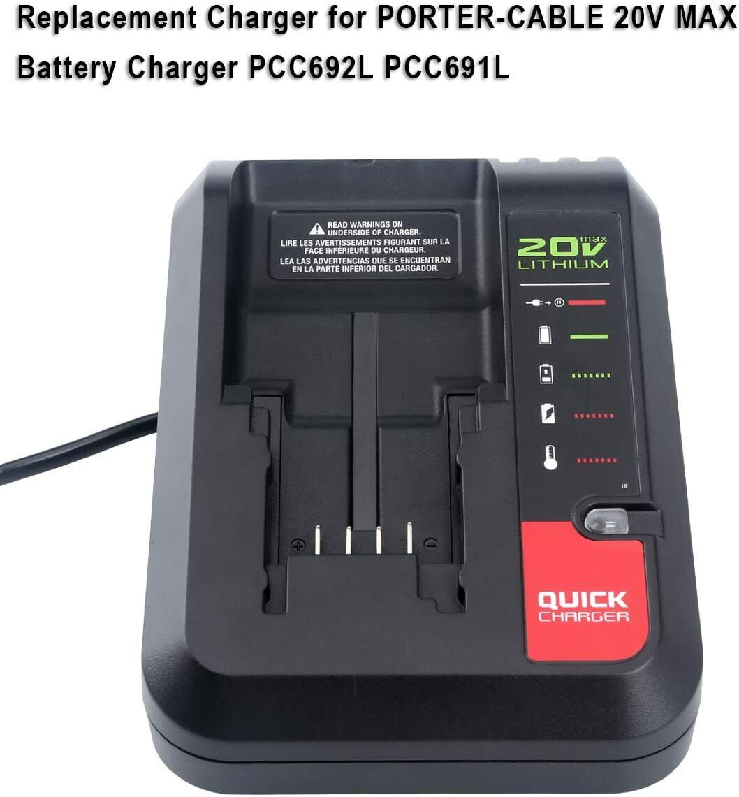 Power Up Faster with 20V MAX Rapid Charger for Black&Decker and Porter Cable 20 Volt Lithium Battery