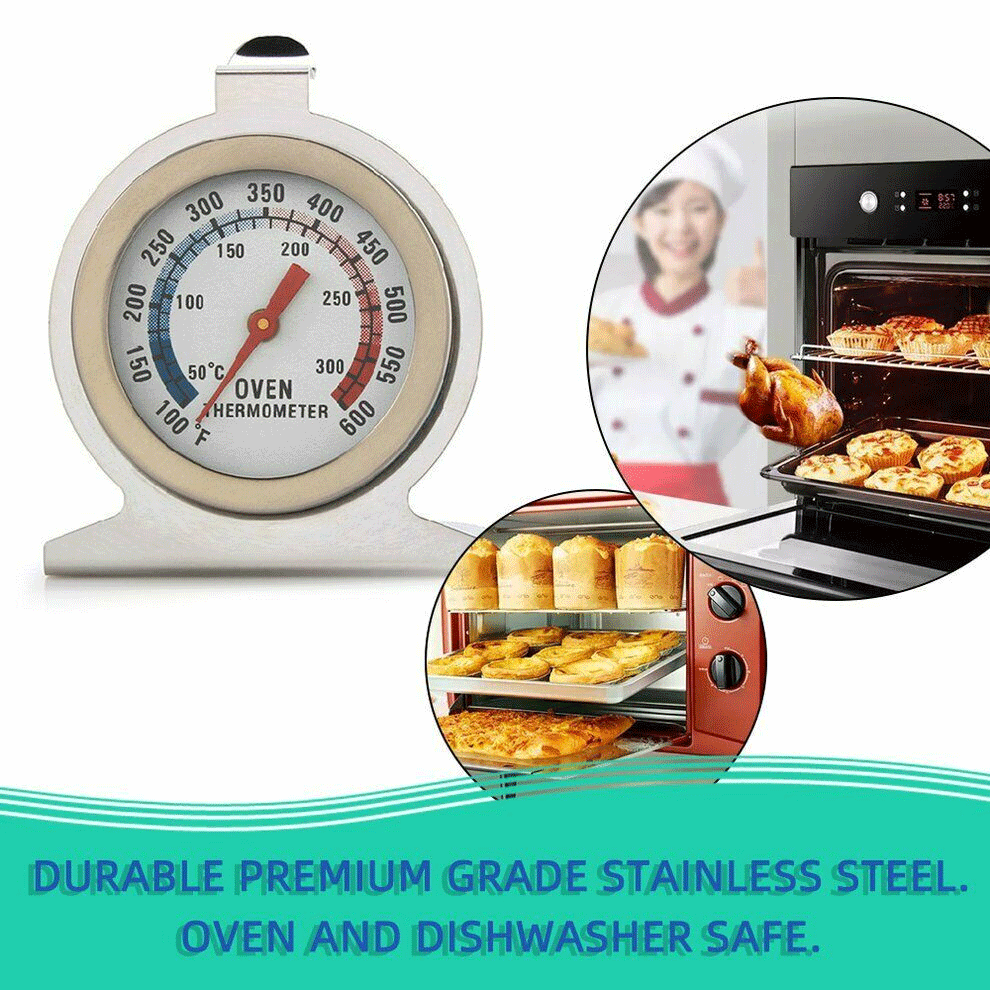 Oven Thermometer Stainless Steel Classic Stand Up Food Meat Temperature Gauge