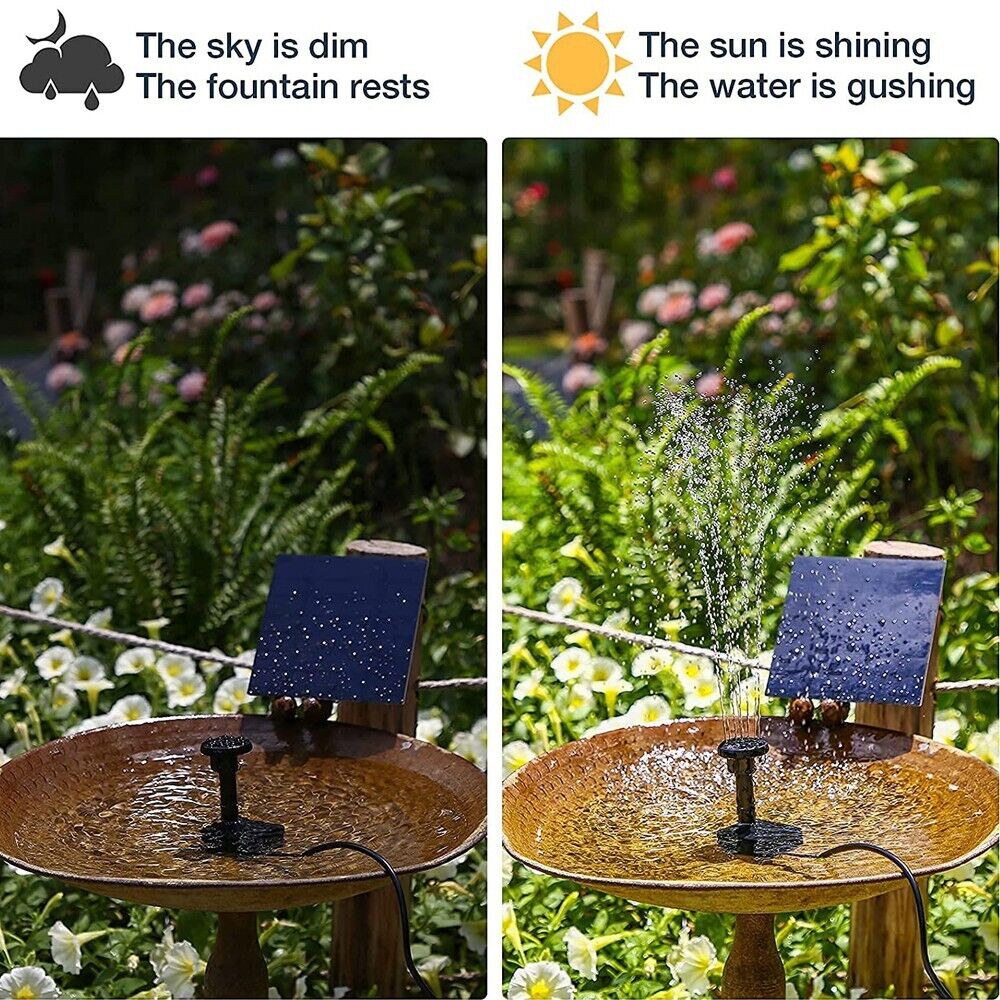 Solar Power Fountain Garden Pool Submersible Floating Water Pump Bird Bath Pond