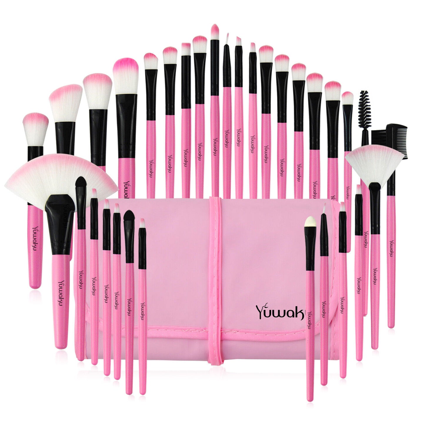 32-Piece Professional Makeup Brush Set with Leather Case – Soft Natural Hair Brushes for Eyes, Face & Lips – Perfect for Beginners & Makeup Artists