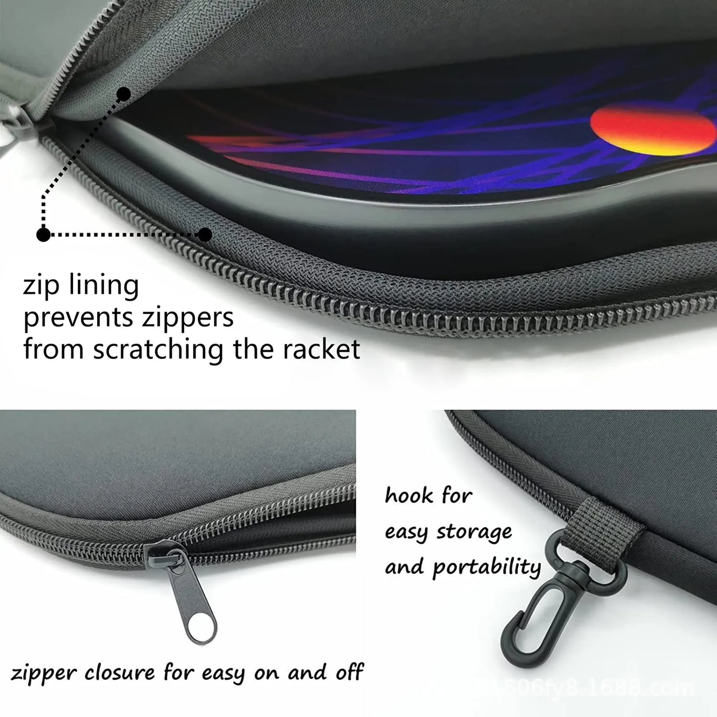 Pickleball Paddle Waterproof Cover with Soft Lining and Zipper
