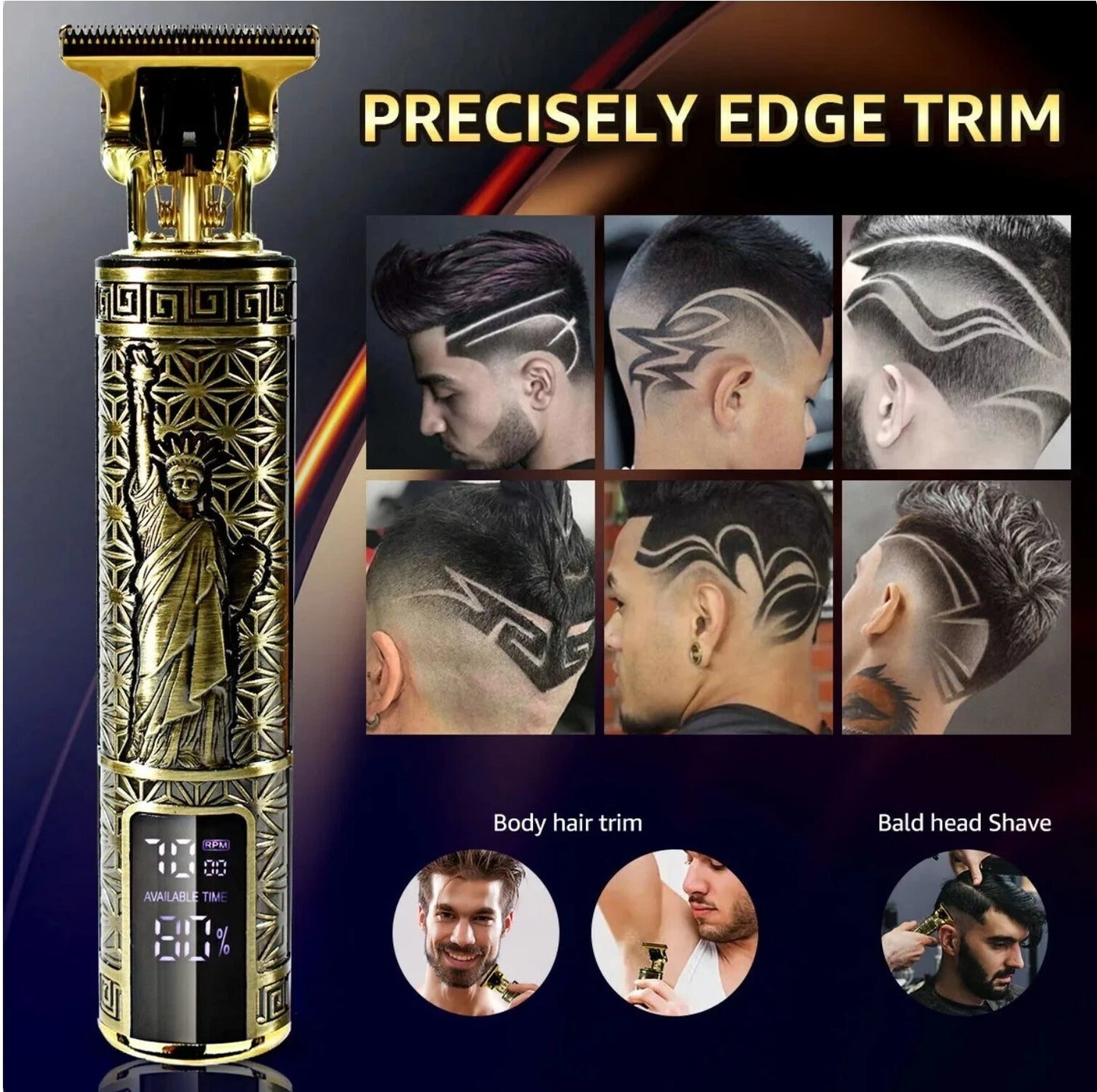 Professional Men's Beard & Hair Trimmer Kit: Cordless T-Blade Shaver & Barber
