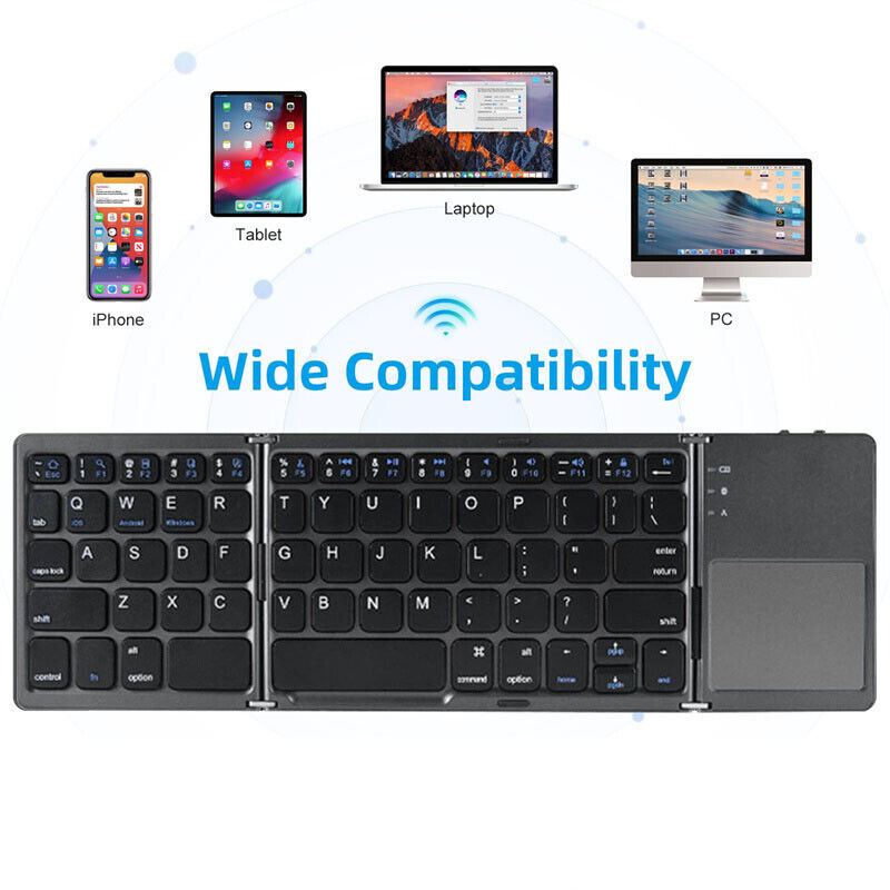 Foldable Bluetooth Keyboard with Touchpad – Portable Wireless Keyboard for Android, iOS & Windows Devices