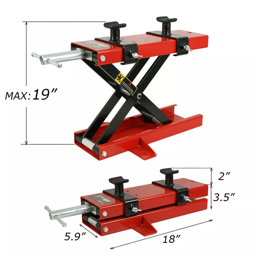 1100 Lb Motorcycle Lift Scissor Jack Stand - Crank Operated ATV and Dirt Bike Lift