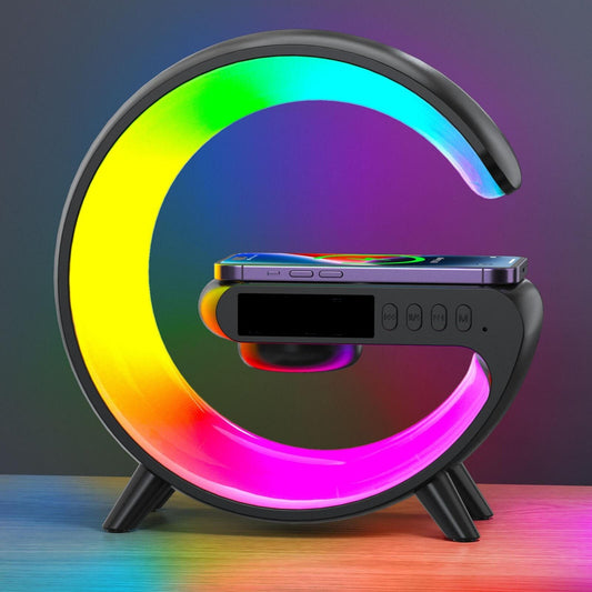 Bluetooth Speaker Wireless Charger RGB Alarm Clock LED Night Light