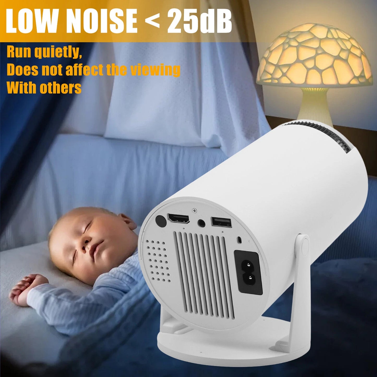 4K Mini Projector – 10000 Lumen LED, 1080P Support, WiFi & Bluetooth, Portable Home Theater