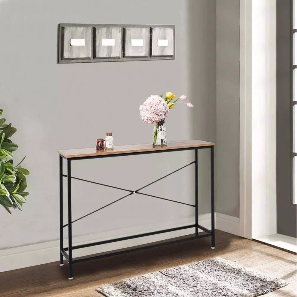 Modern Entryway Console Table – Oak Finish Accent Desk for Hallway, Sofa, or Living Room
