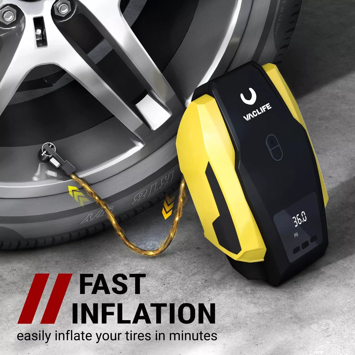Portable Auto Tire Inflator Pump – 12V Air Compressor with Pressure Gauge, 120 PSI