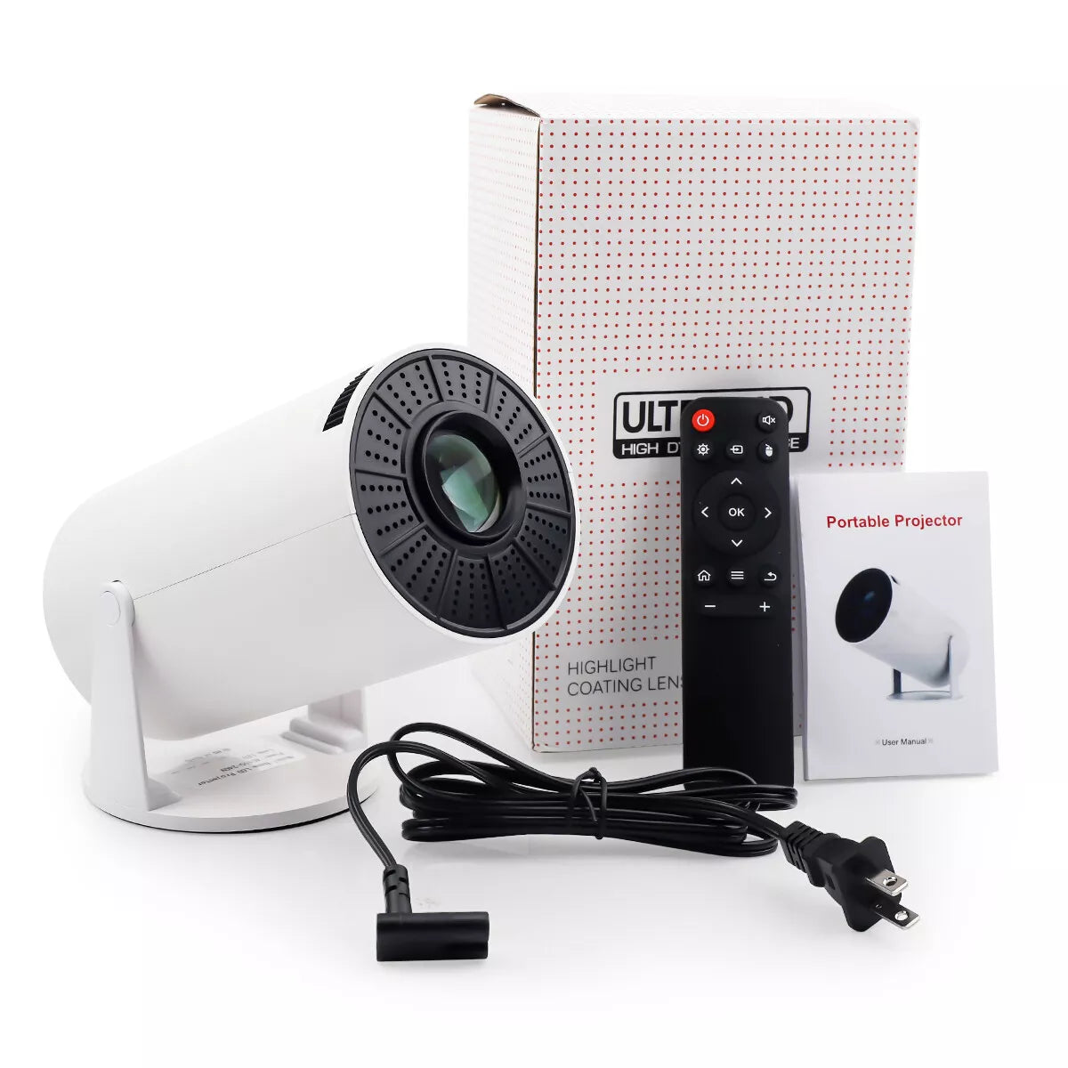 4K Mini Projector – 10000 Lumen LED, 1080P Support, WiFi & Bluetooth, Portable Home Theater