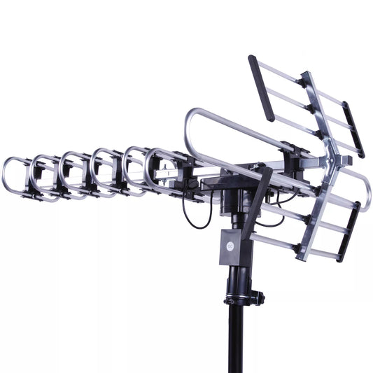 200+ Mile Outdoor HDTV Antenna – 4K 1080P, Motorized 360° Rotation, Amplified 36 dB UHF/VHF, LTE Filter