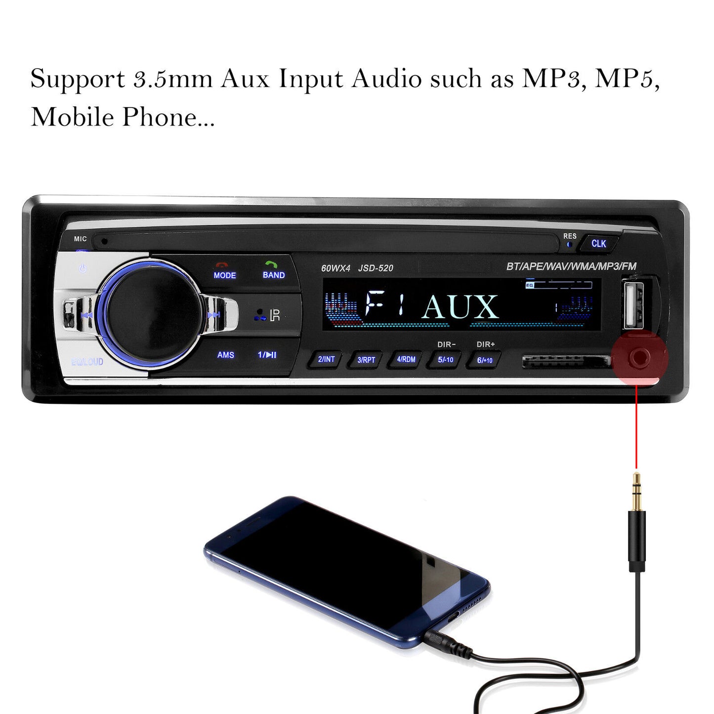 Bluetooth Car Stereo with FM Radio, SD/USB MP3 Player and Aux Input