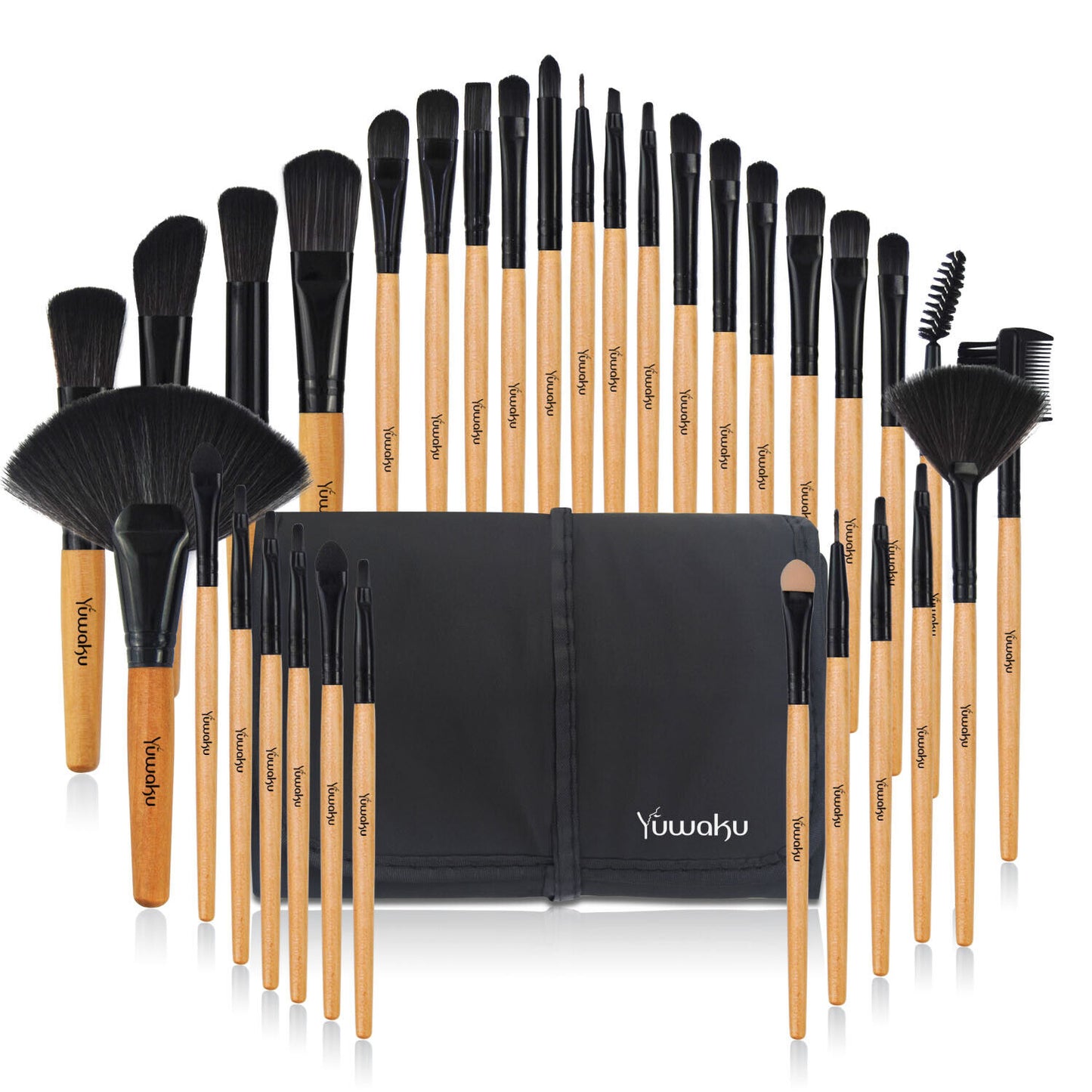 32-Piece Professional Makeup Brush Set with Leather Case – Soft Natural Hair Brushes for Eyes, Face & Lips – Perfect for Beginners & Makeup Artists