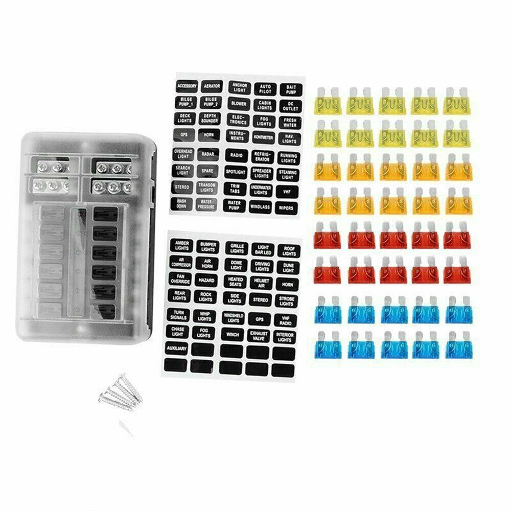 12-Way Waterproof Blade Fuse Box - Perfect for Cars and Marine Use