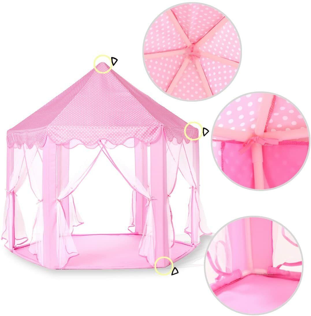 Princess Indoor Play Tent for Kids with Star Lights