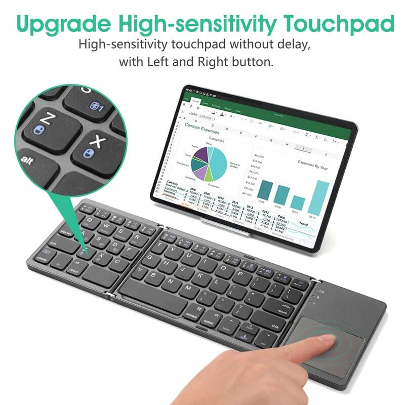 Foldable Bluetooth Keyboard with Touchpad – Portable Wireless Keyboard for Android, iOS & Windows Devices