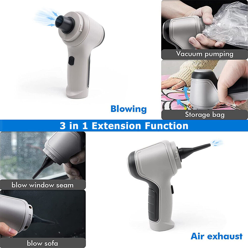 Electric Cordless Car Vacuum Cleaner: Handheld Air Blower Duster for Dry and Wet Messes, Portable