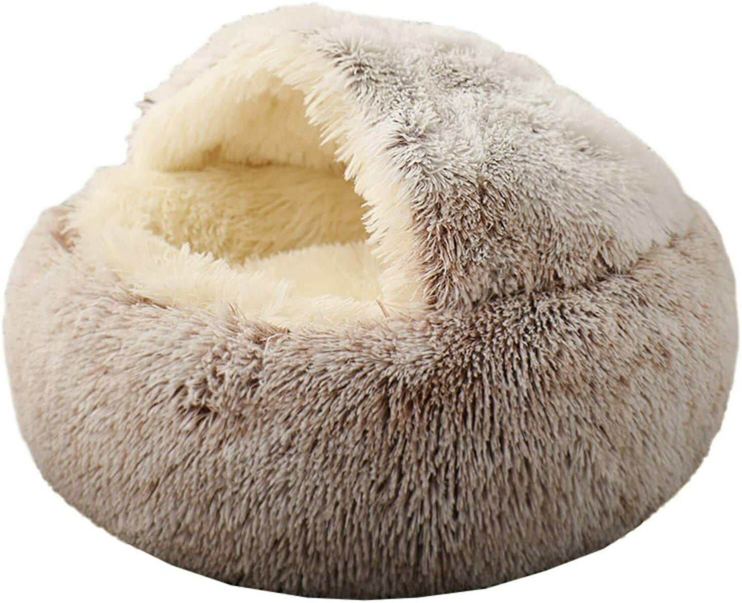 Soft Hooded Plush Pet Bed for Cats and Dogs