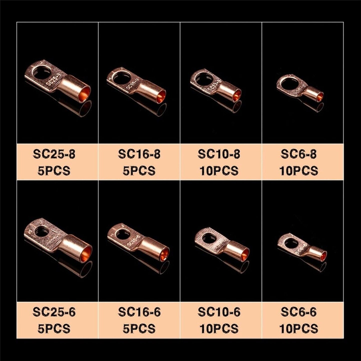 140pcs Copper Wire Lugs Assortment Kit for Battery Cable Ends and Terminal Connectors