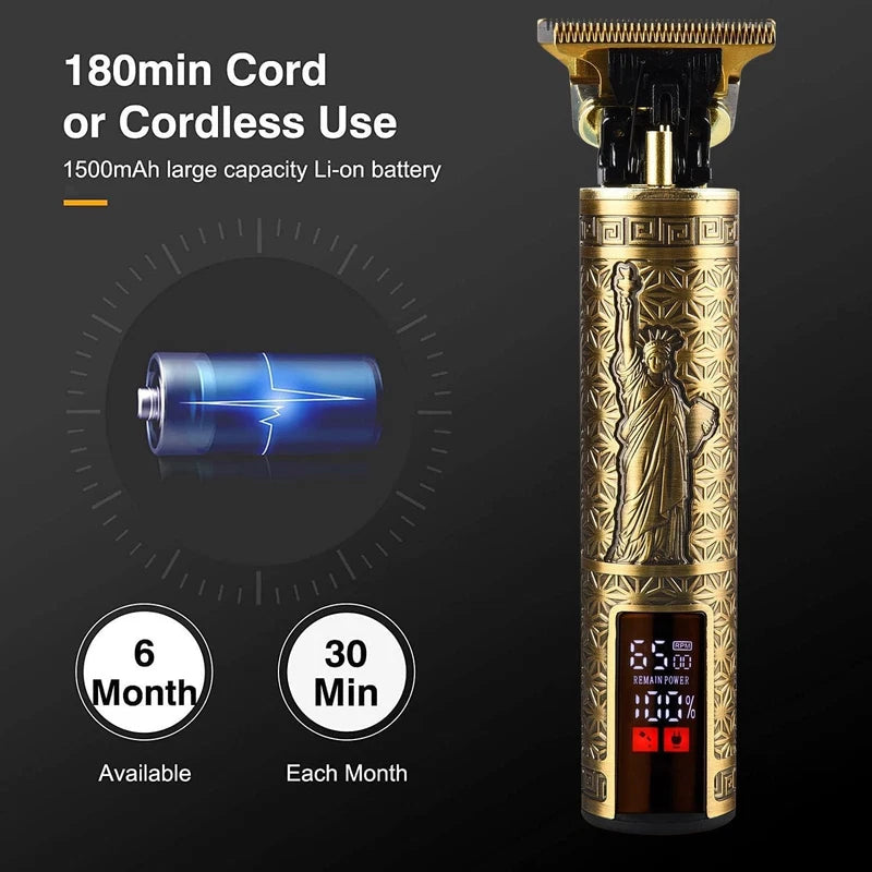 Professional Men's Beard & Hair Trimmer Kit: Cordless T-Blade Shaver & Barber