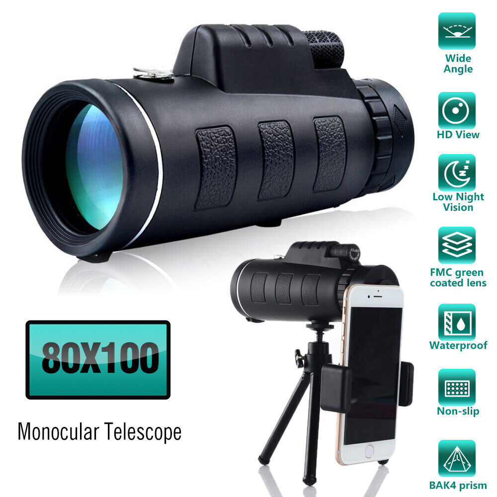 80x100 HD Monocular Telescope – High-Powered Optics for Outdoor Enthusiasts