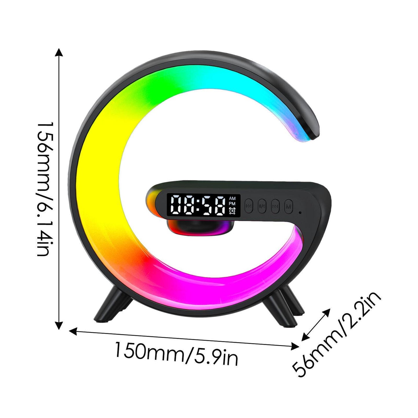 Bluetooth Speaker Wireless Charger RGB Alarm Clock LED Night Light