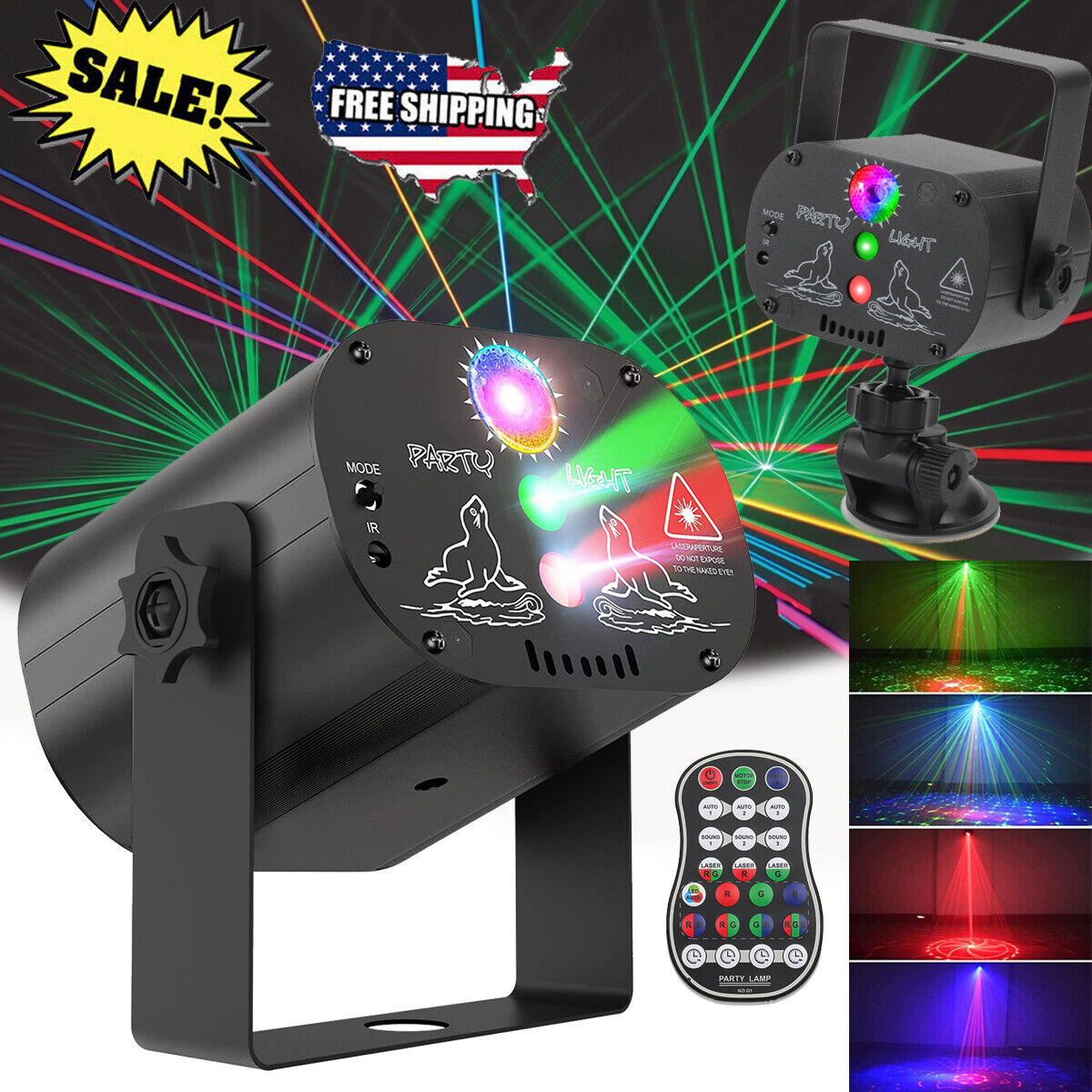RGB LED Laser Stage Projector with 1024 Patterns for DJ, Disco, KTV & Parties