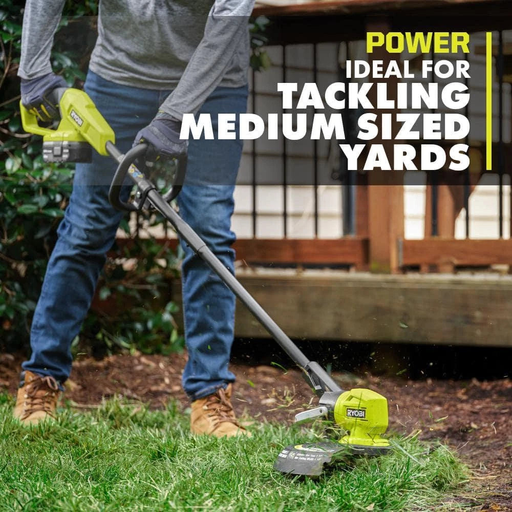 RYOBI 18V ONE+ String Trimmer with 4.0Ah Battery and Charger