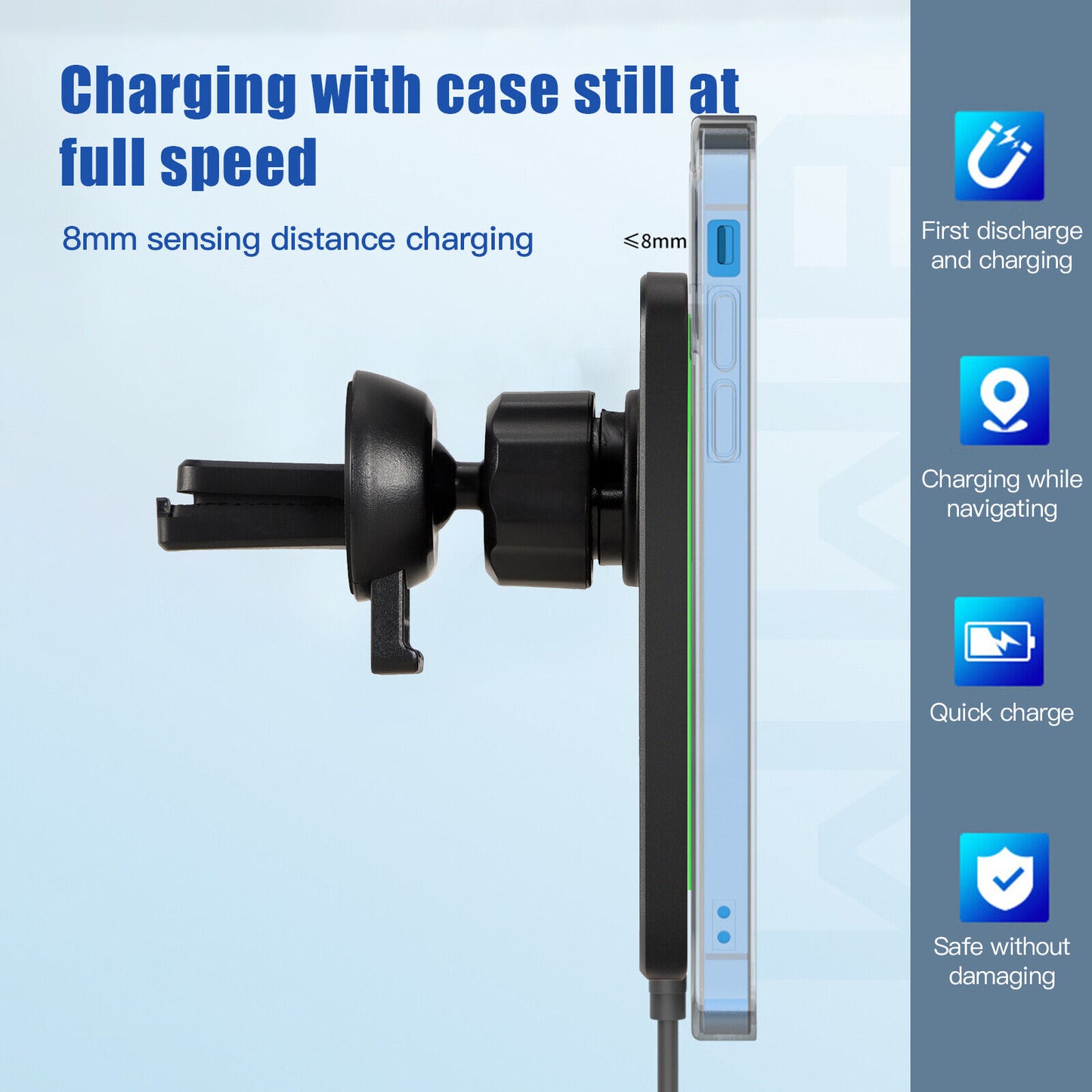 Magnetic Wireless Charger Car Mount Holder For iPhone 12 13 14 Pro Max MagSafe