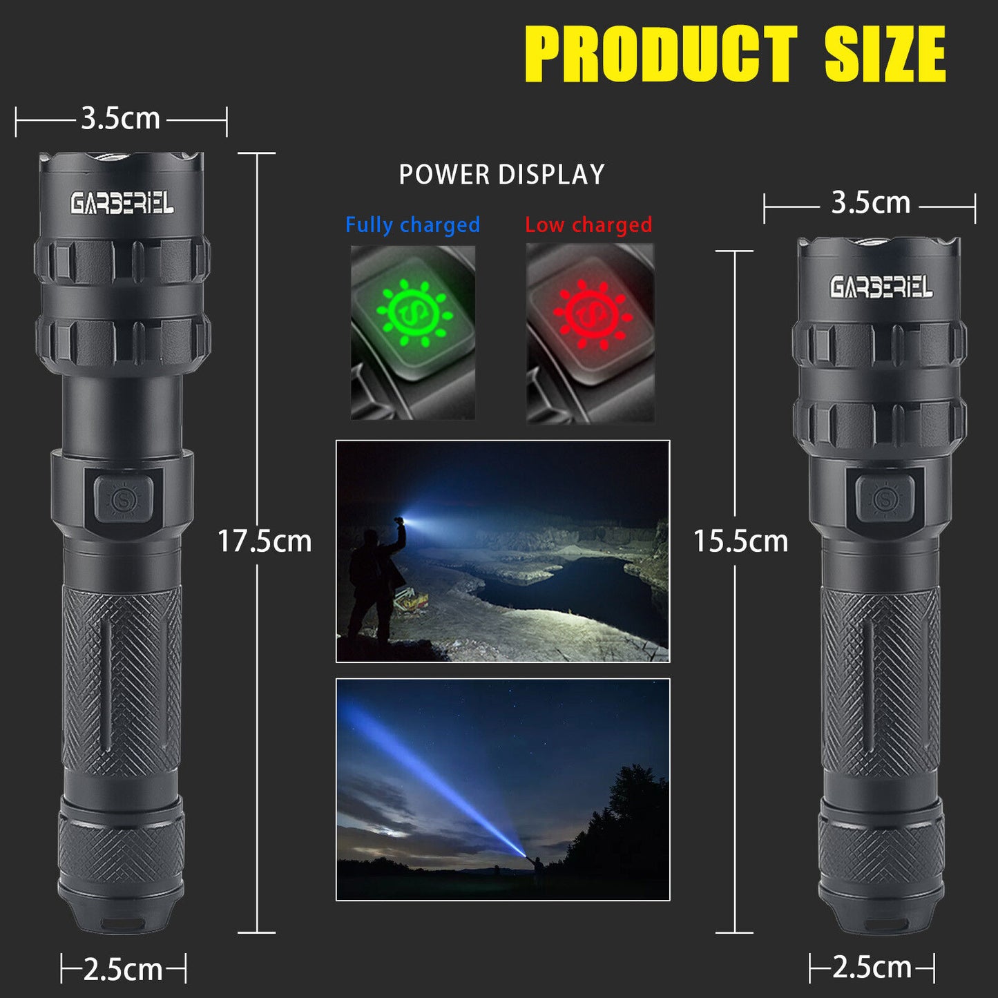 Super-Bright LED Tactical Flashlight Torch With Rechargeable Battery 50000LM