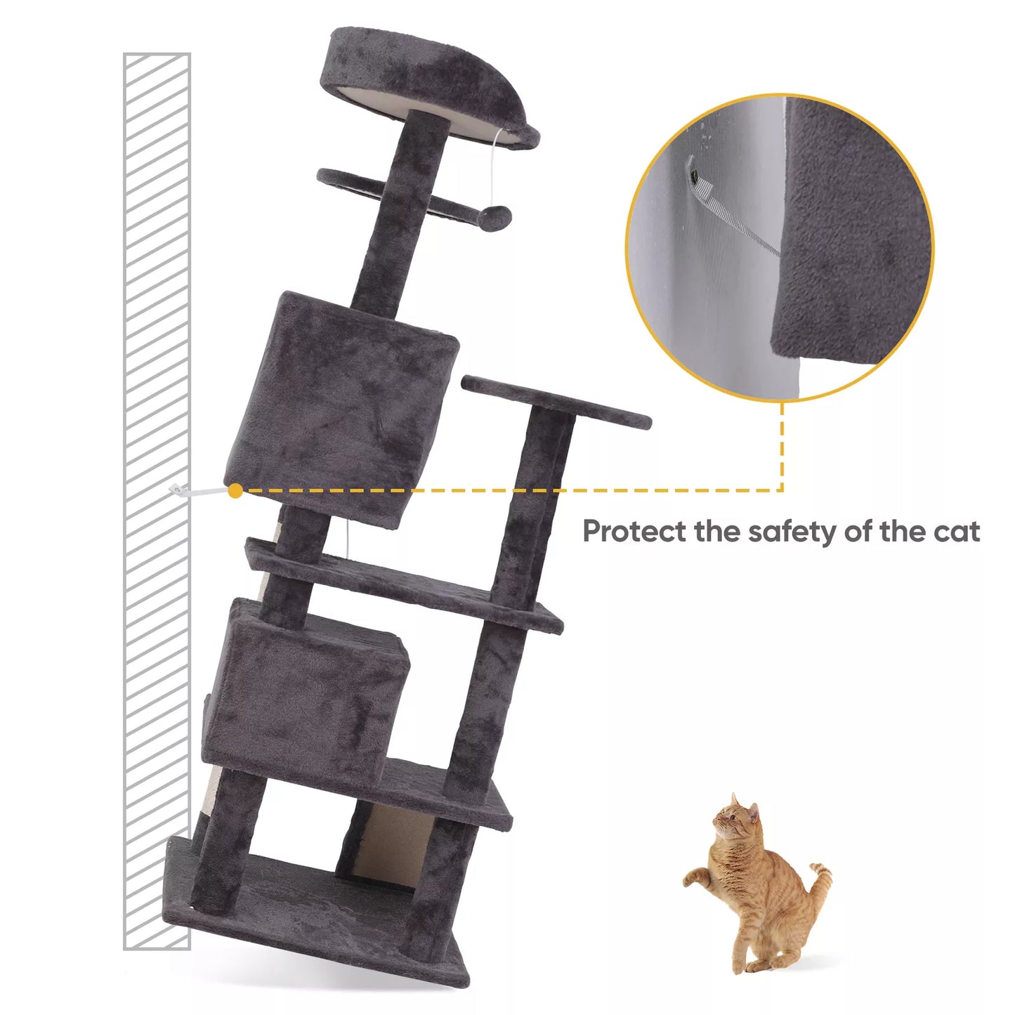 55" Sturdy Cat Tree Tower: Large Activity Center & Condo for Play and Rest