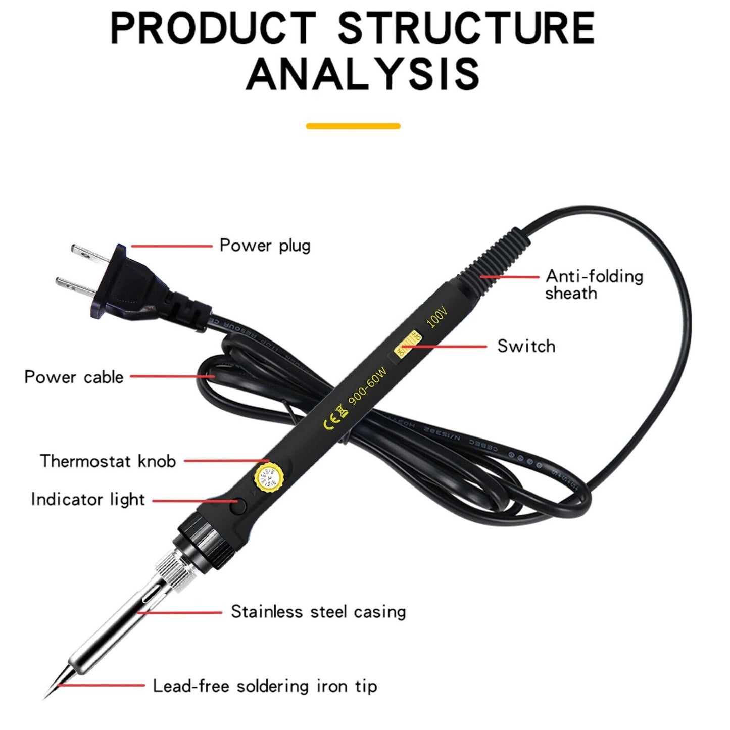 Precision Soldering Iron Kit: 60W Electric Gun with Adjustable Temperature & Premium Welding Wire