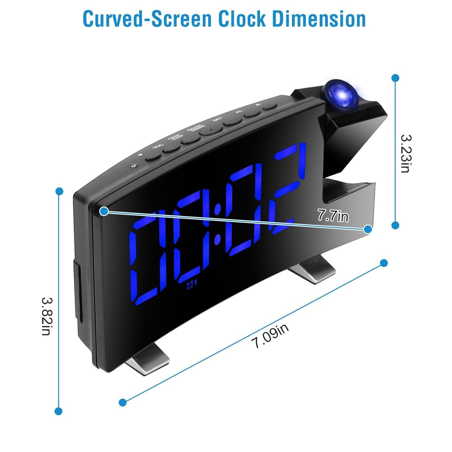 Rotatable Digital LED Projector Clock with Dual Alarms, FM Radio & USB Charging